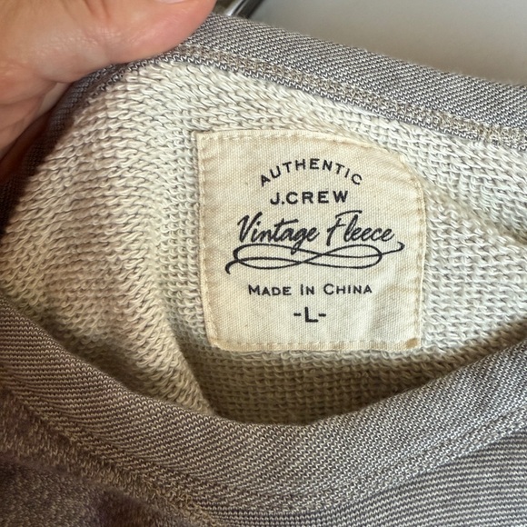 JCREW Vintage Fleece Pullover Sweatshirt Heather Gray Soft Lightweight Men’s Lg - Picture 9 of 11
